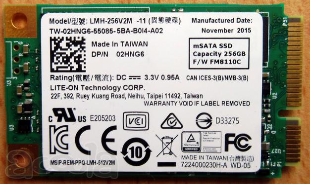 Твердотельный накопитель SSD Lite-On 256 Гб mSATA
